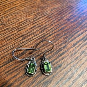 Peridot earrings sterling silver stamped